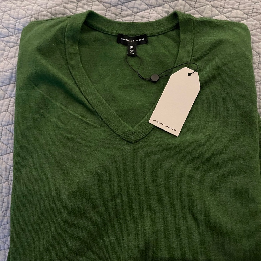 Universal Standard Oversized Women's V-Neck Sweater in Green